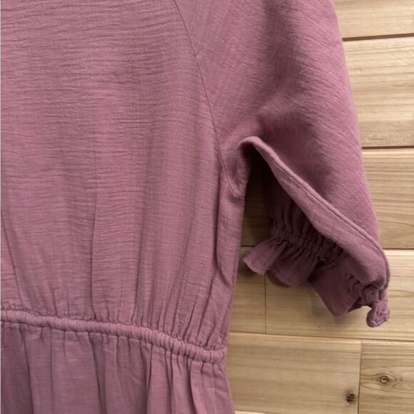 Outerknown Size Medium Organic Cotton Oydssey Peasant Tiered Midi Dress - Picture 8 of 13